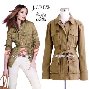 J.Crew spring tan cotton flap pocket belted utility jacket *shop@iamwarrior